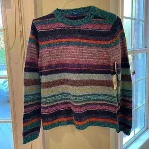 Karen Scott Sport Striped Sweater, Medium Petite